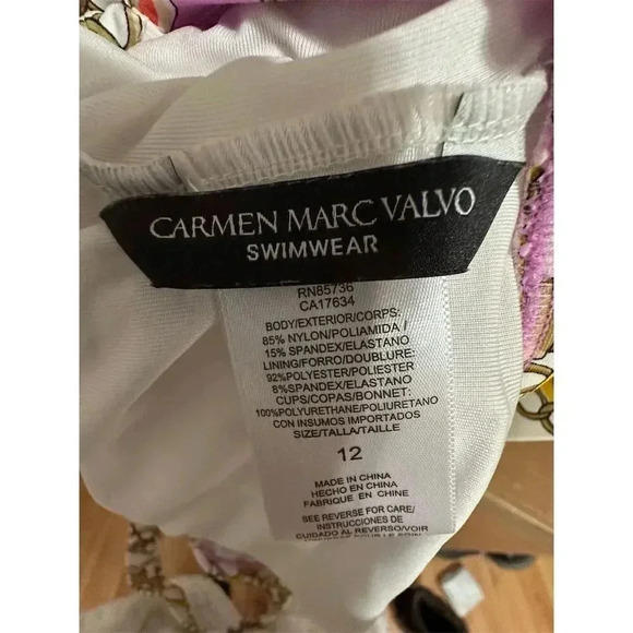 Carmen Marc Valvo Women's Pink Chain One-Piece Swimsuit Size 12 - Picture 6 of 6